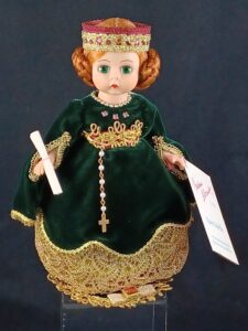 Madame Alexander doll in green velvet dress