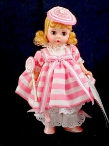 Wizard of Oz Lollipop Munchkin doll in pink & white dress